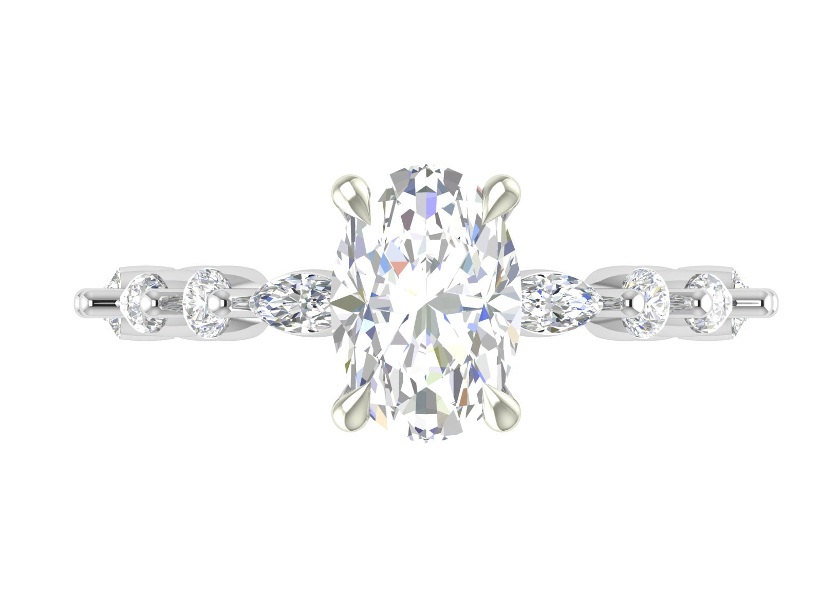 Oval Brilliance Diamond Eternity Ring – Marquise & Round Cut Accent Band | Custom 3D STL Design