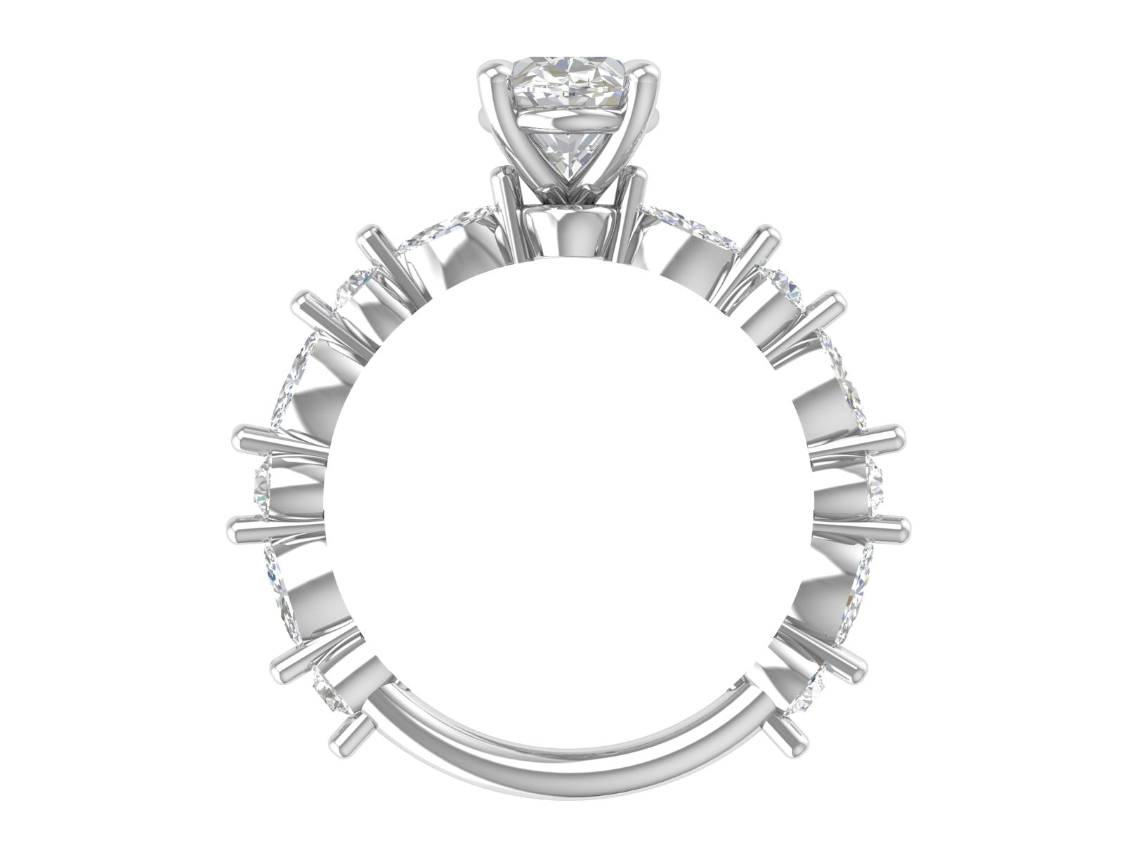 Oval Brilliance Diamond Eternity Ring – Marquise & Round Cut Accent Band | Custom 3D STL Design