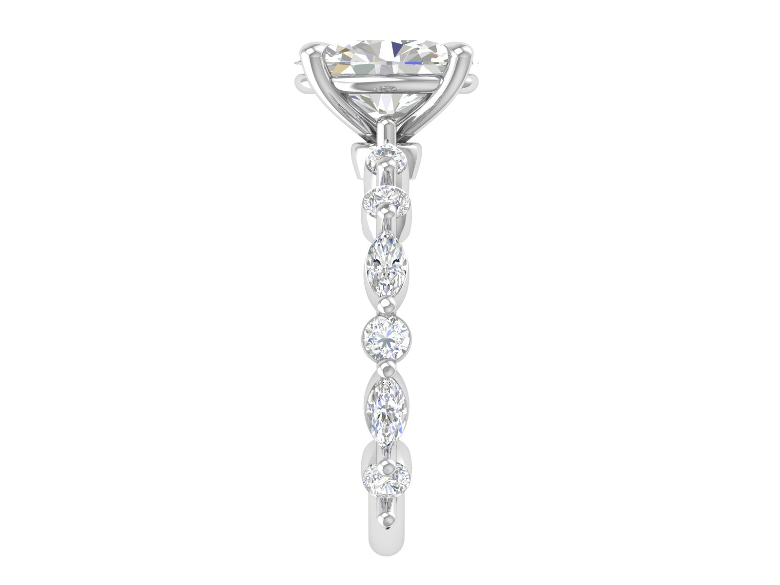 Oval Brilliance Diamond Eternity Ring – Marquise & Round Cut Accent Band | Custom 3D STL Design