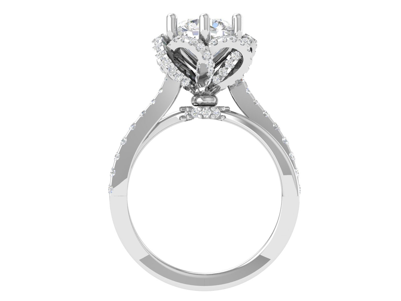 Twisted Double Halo Diamond Ring Design | Criss-Cross Shank Engagement Ring | 3D STL Download