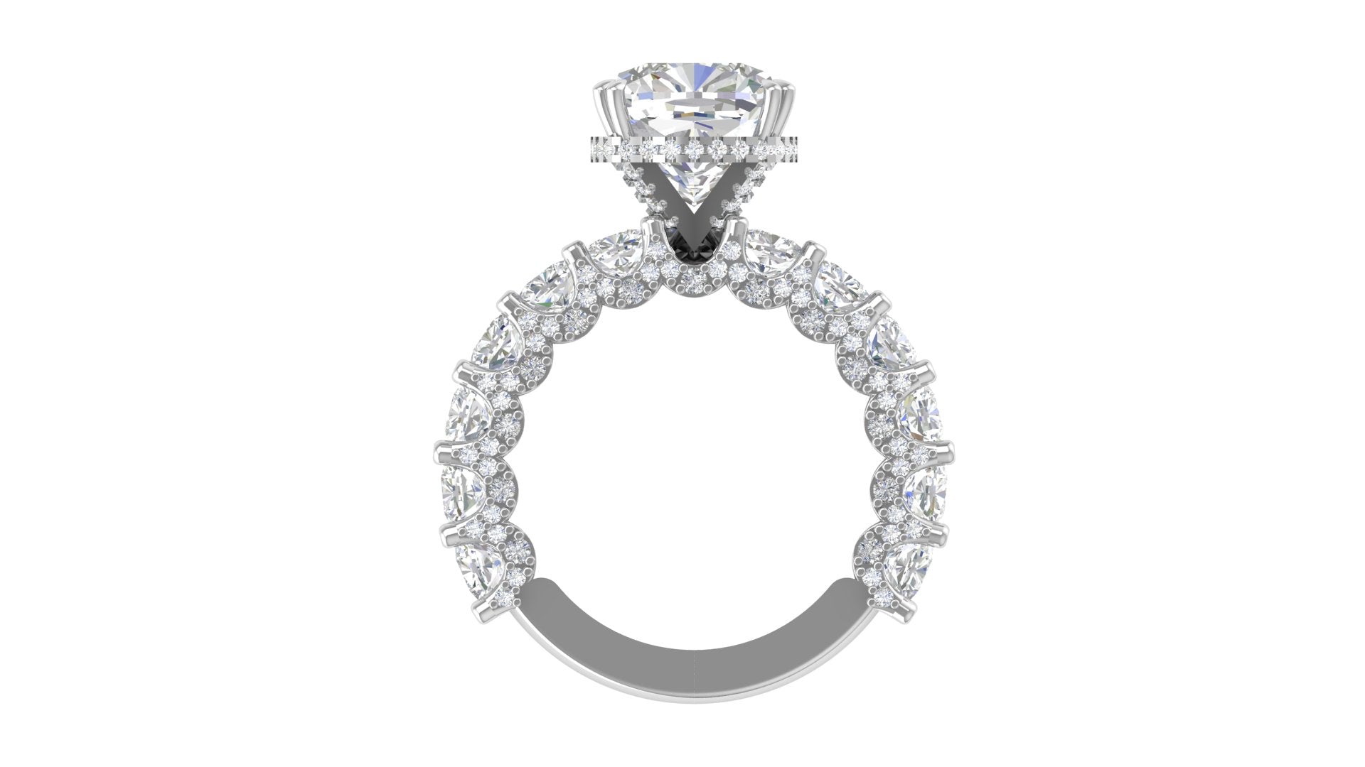 Cushion-Cut Emerald Statement Ring in Rose Gold | Triple-Row Green Gem