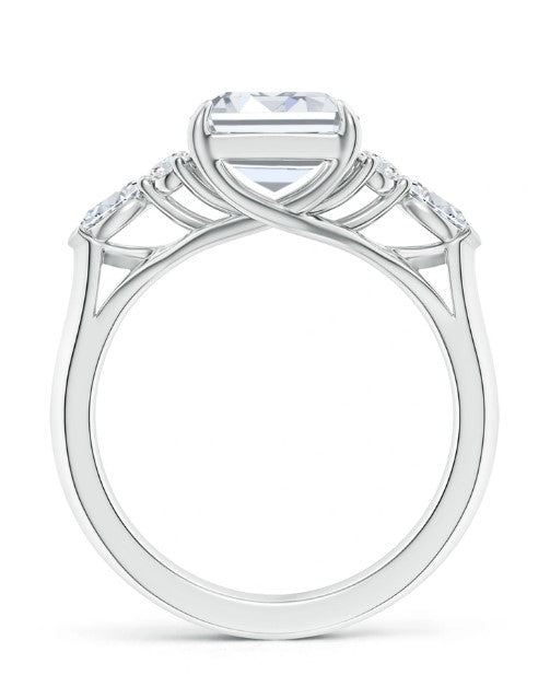 Celestial Grace Emerald-Cut Ring – Luxe Trio Stone Edition