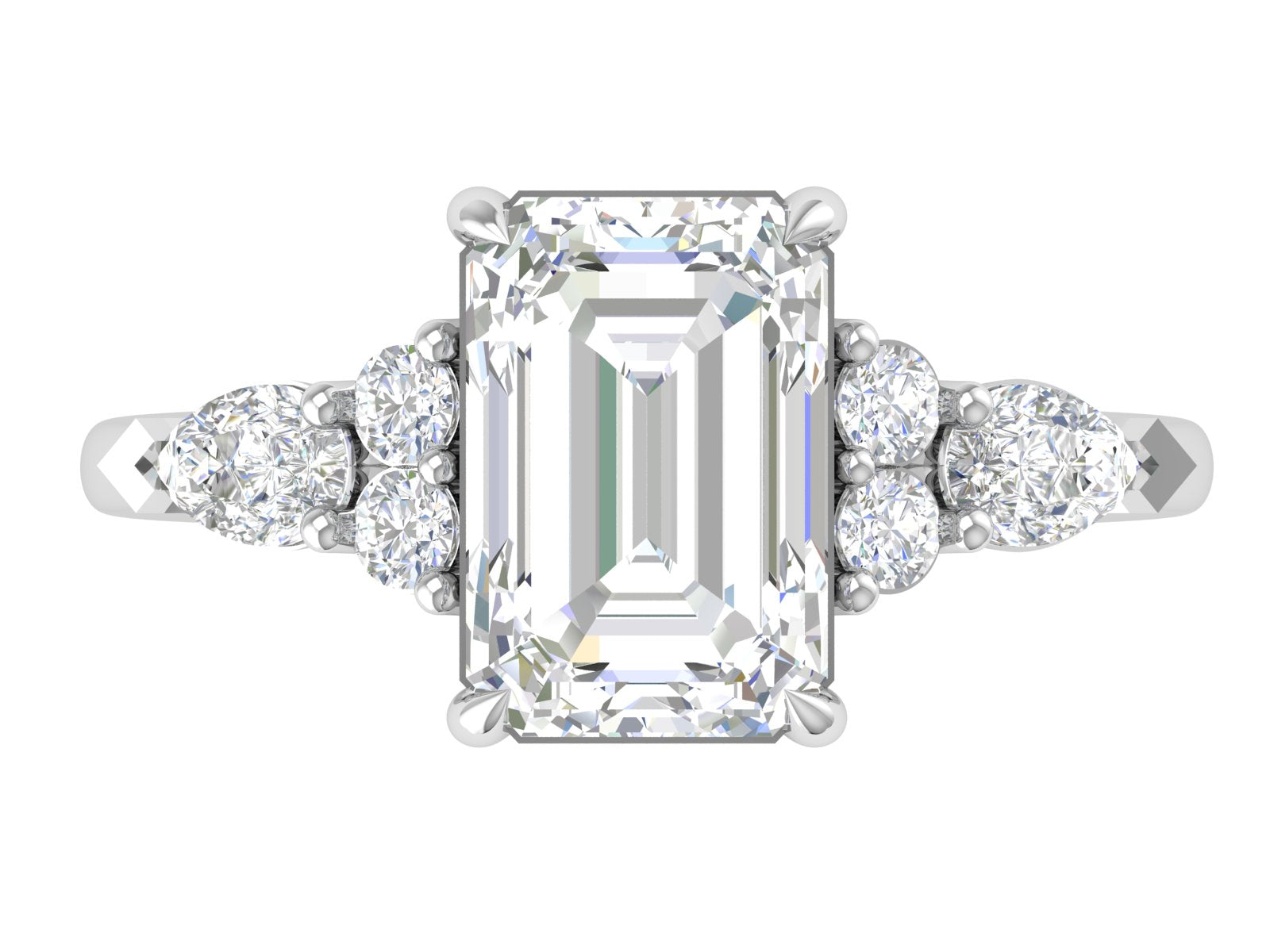 Celestial Grace Emerald-Cut Ring – Luxe Trio Stone Edition