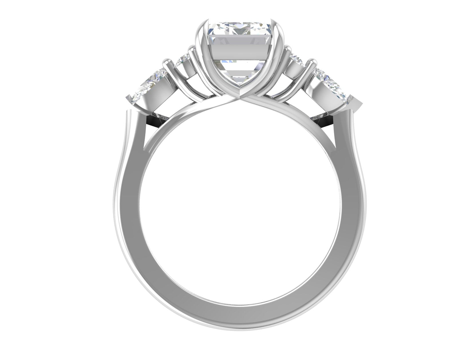 Celestial Grace Emerald-Cut Ring – Luxe Trio Stone Edition