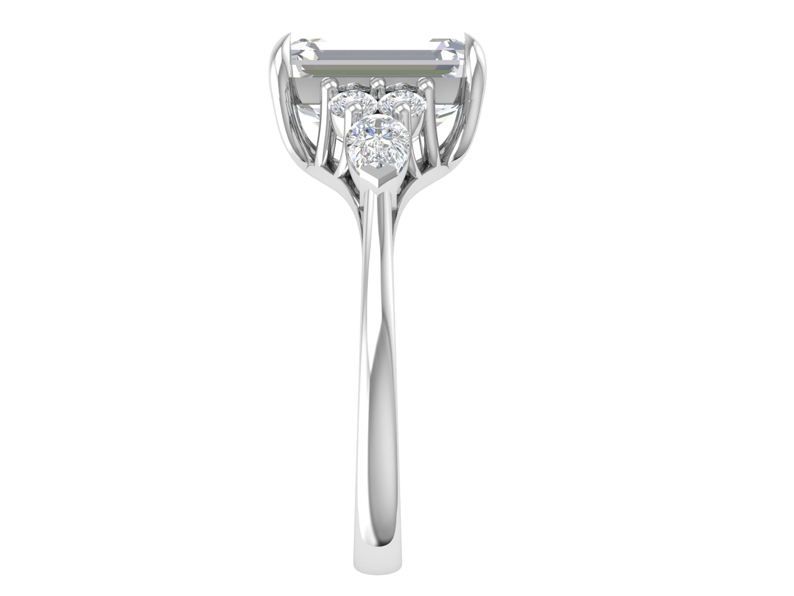 Celestial Grace Emerald-Cut Ring – Luxe Trio Stone Edition
