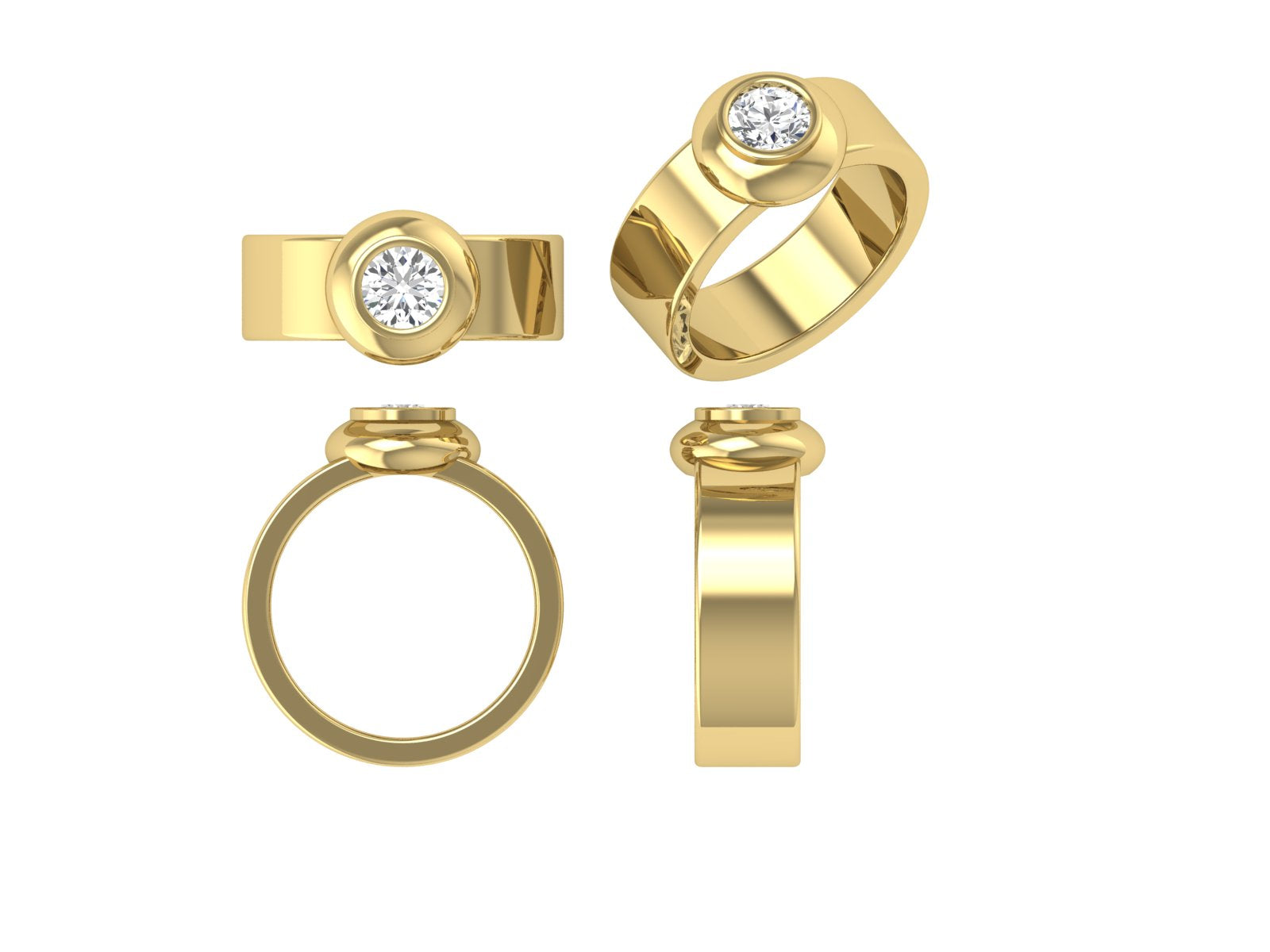 Golden Orbit Bezel-Set Ring – Sleek Radiance Collection