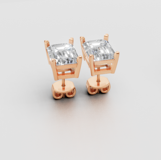 "Lumière Luxe" Emerald-Cut Stud Earrings in Rose Gold ✨