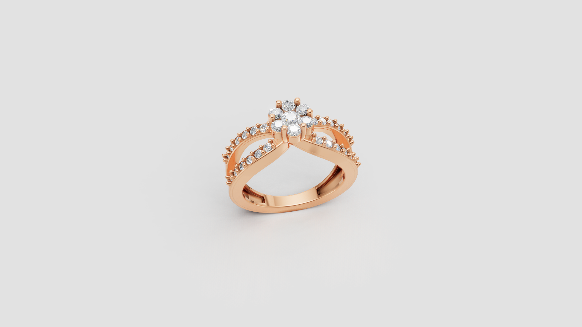 Rose Radiance Dual-Band Halo Diamond Ring 💖✨