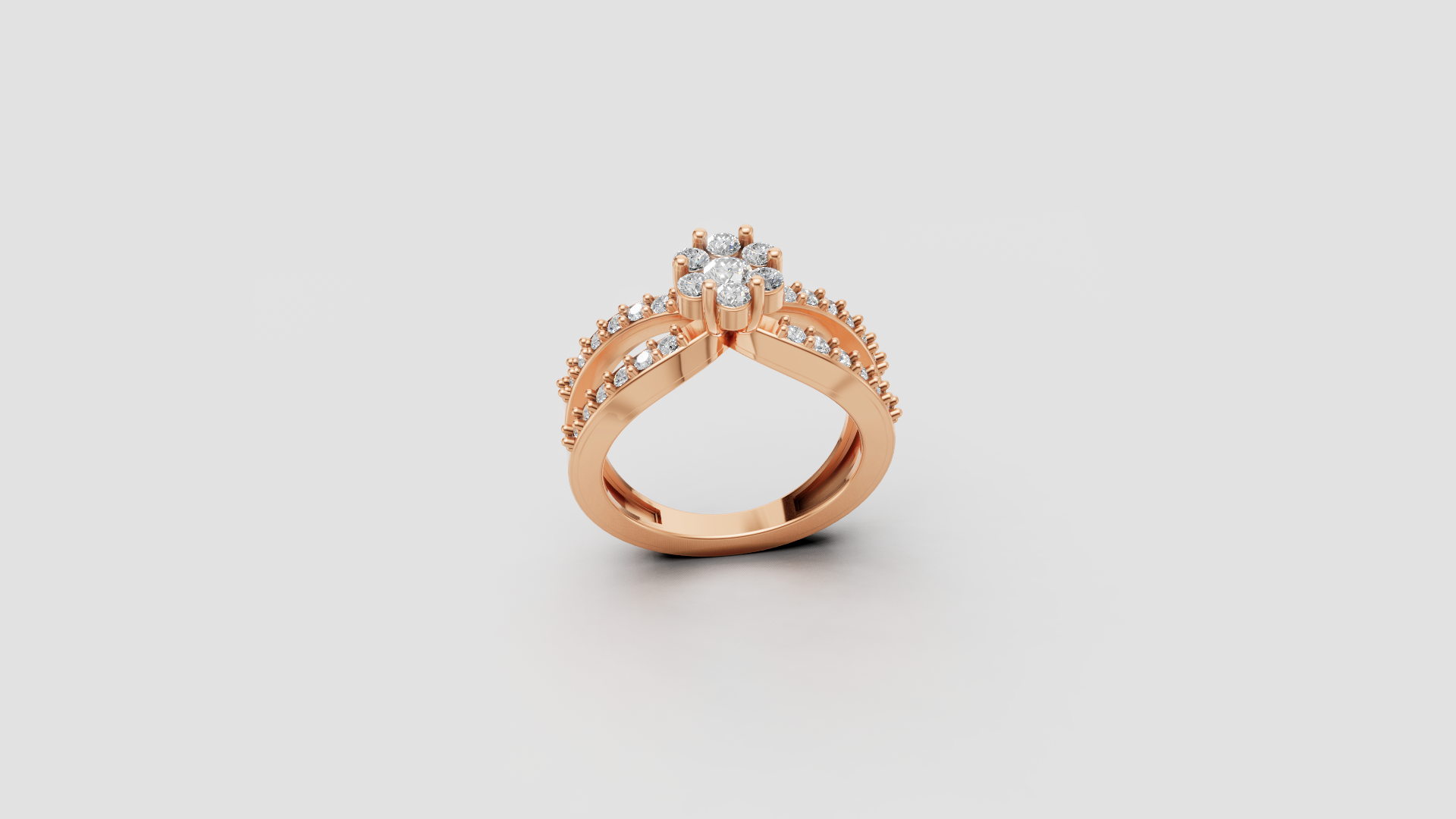 Rose Radiance Dual-Band Halo Diamond Ring 💖✨