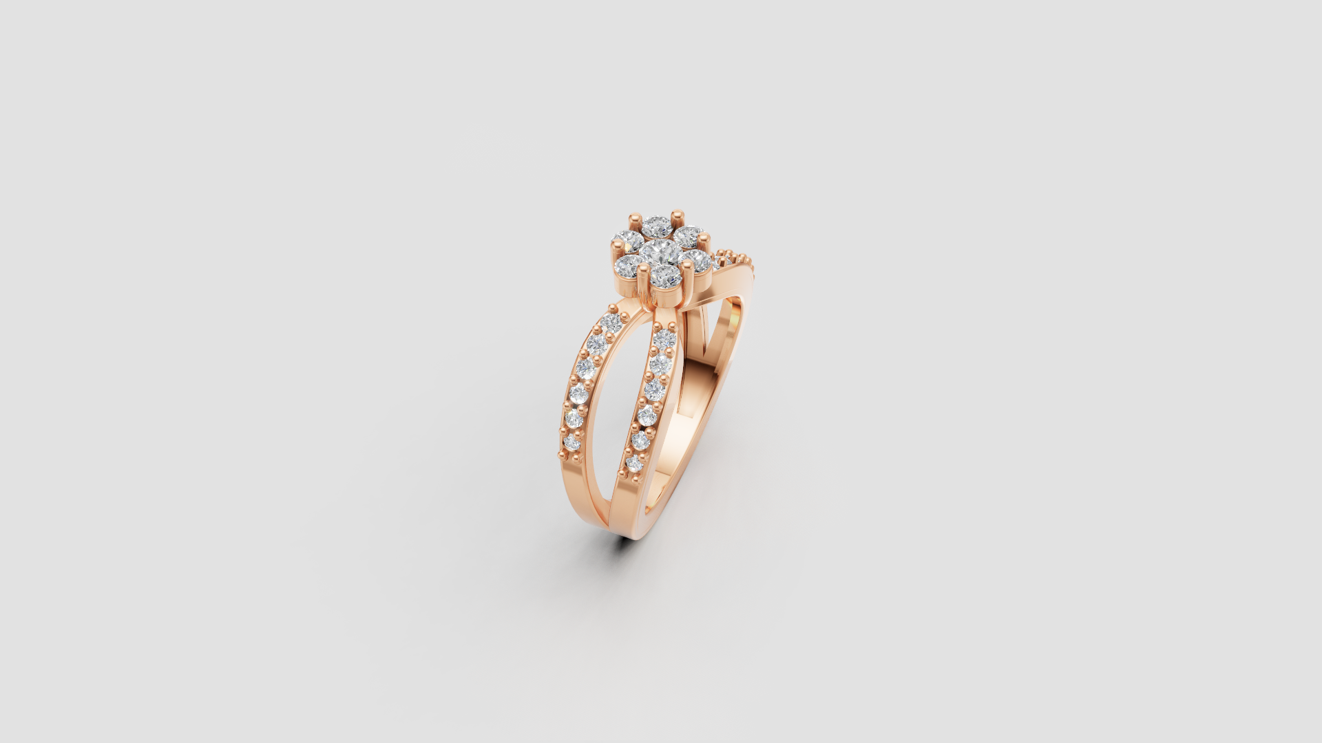 Rose Radiance Dual-Band Halo Diamond Ring 💖✨