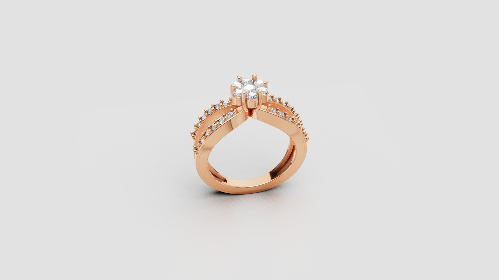 Rose Radiance Dual-Band Halo Diamond Ring 💖✨