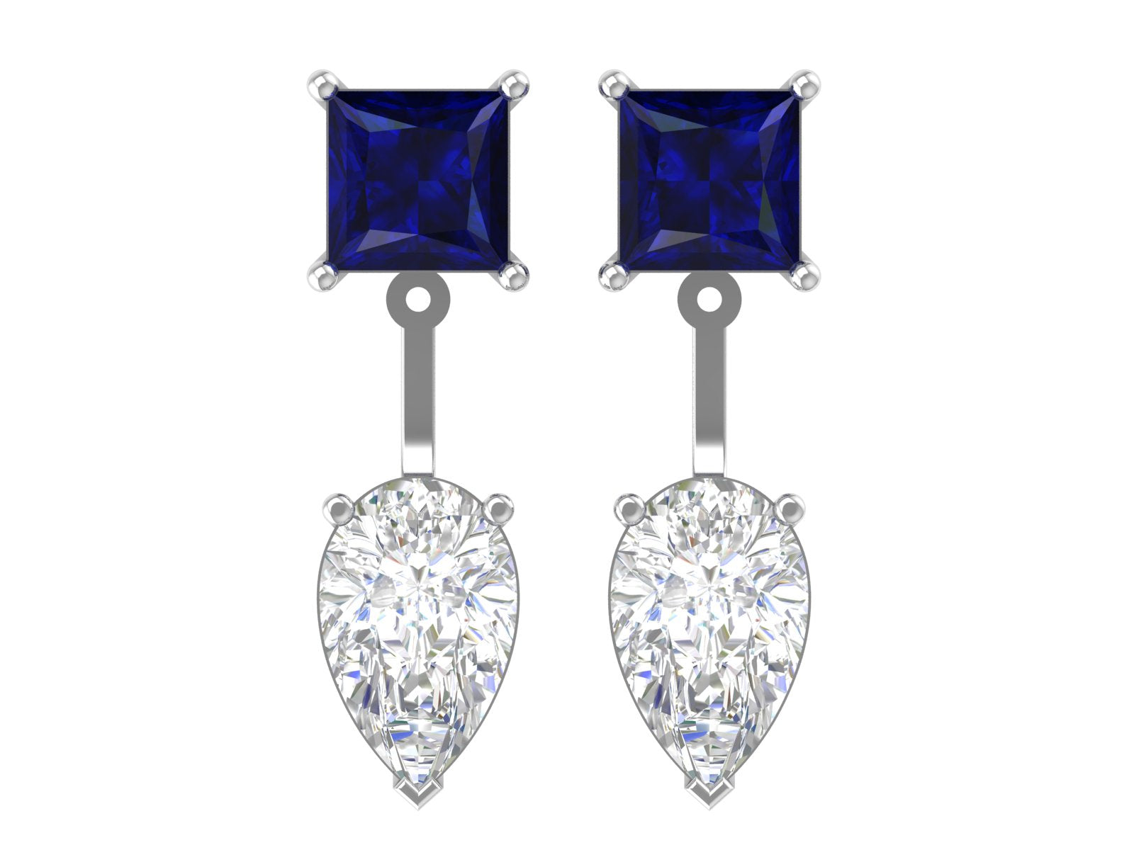 Midnight Spark Drop Earrings – Regal Blue & Diamond Elegance