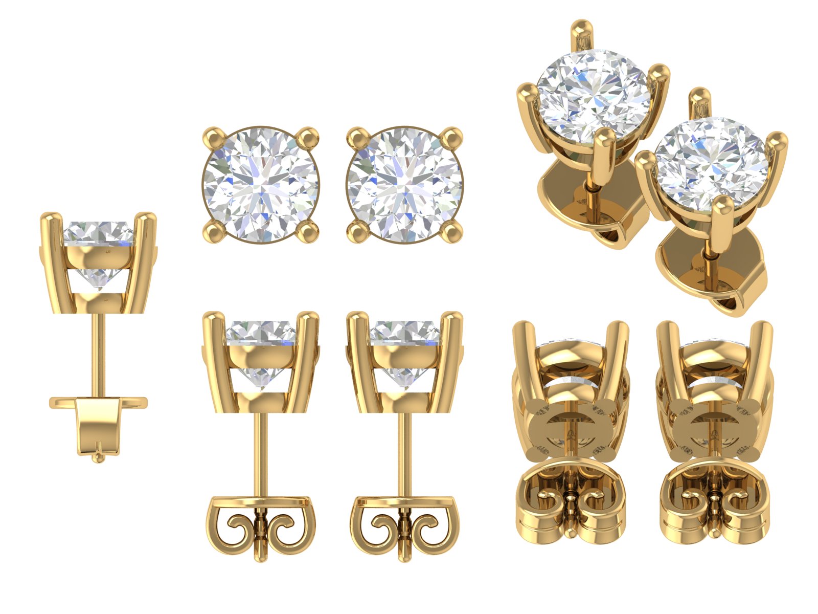 Celeste Spark – Classic 4-Prong Diamond Stud Earrings in 18K Rose Gold
