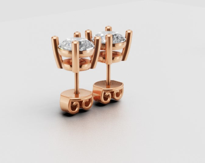 Celeste Spark – Classic 4-Prong Diamond Stud Earrings in 18K Rose Gold