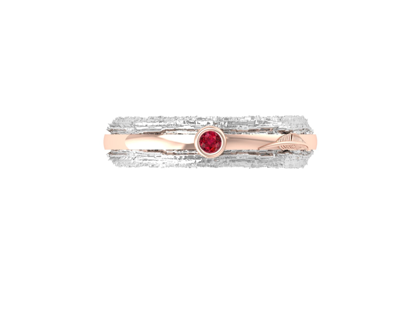 Aurora Rustic Ruby Ring – Dual-Tone Artisan Band