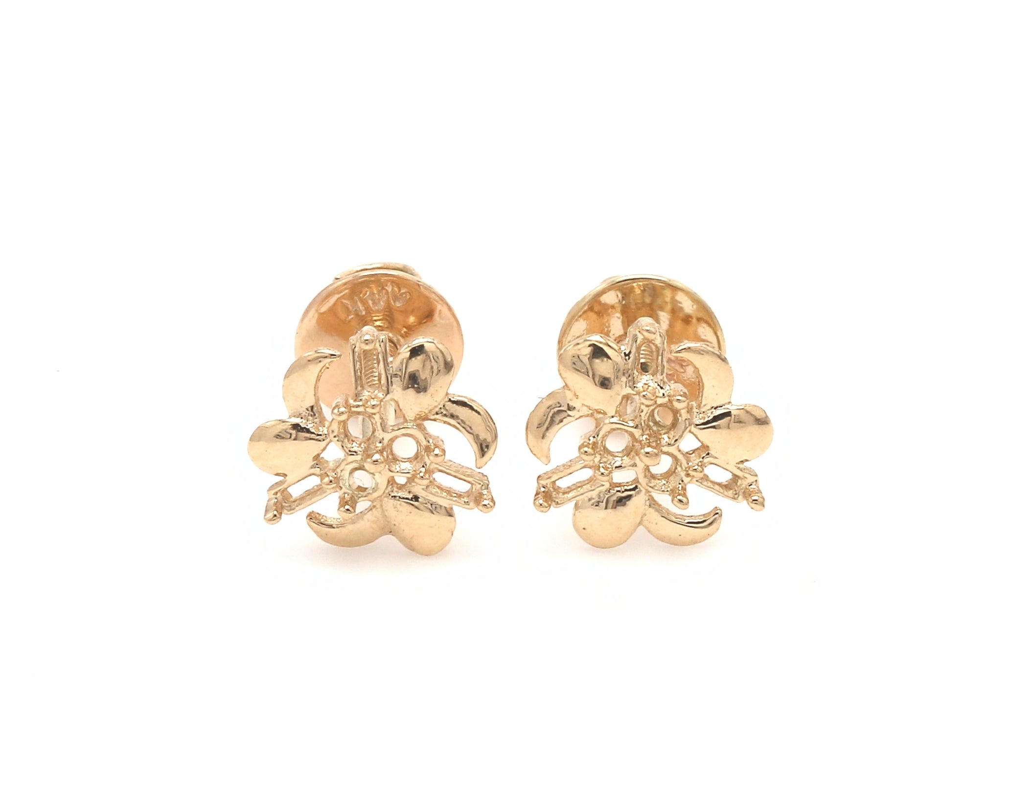 Golden Bloom Baguette Studs – Modern Floral Charm