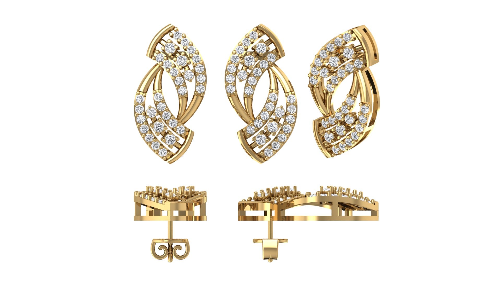 Radiant Bloom Earrings – Rose Gold Sparkle with Diamond Grace