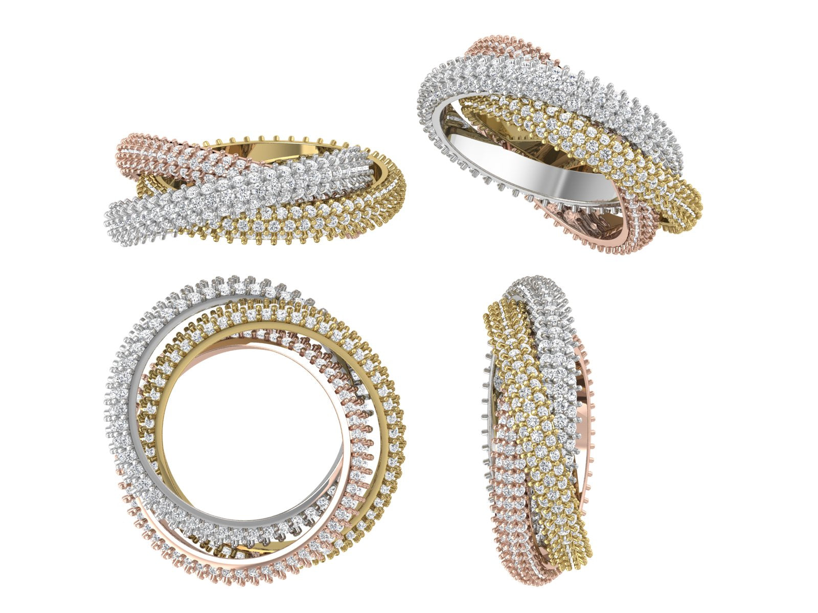 Trinity Sparkle Band – Triple-Tone Harmony in Gold & Brilliance