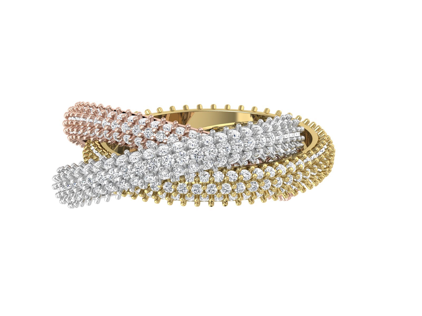 Trinity Sparkle Band – Triple-Tone Harmony in Gold & Brilliance