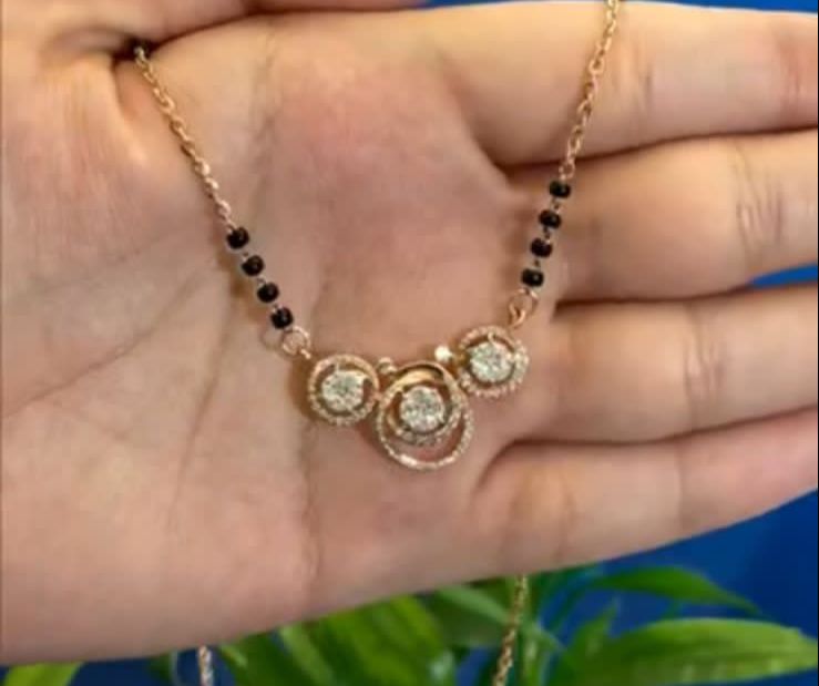 Rose Gold Mangalsutra with Triple Circular Pendant | DsImpexByDhruti Signature Edition