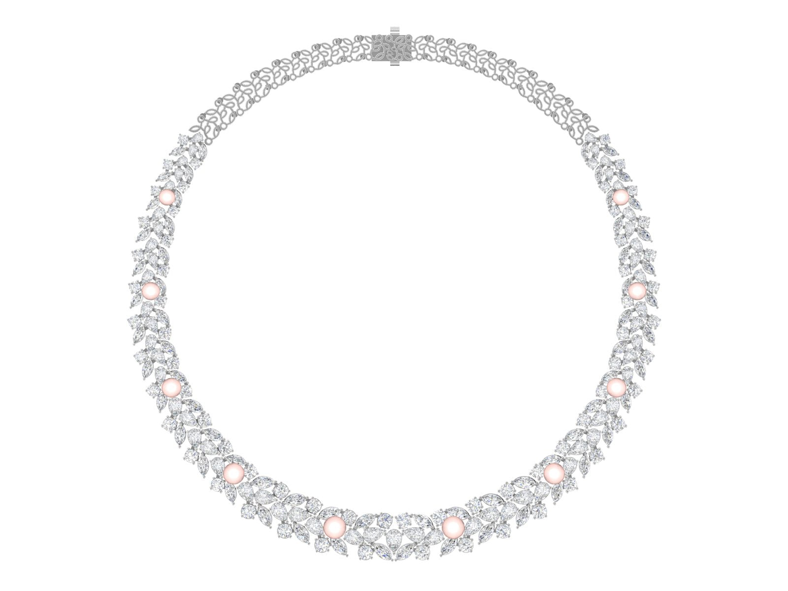 Blush Bloom Diamond & Pearl Necklace – Where Petals Meet Pearls 🌸