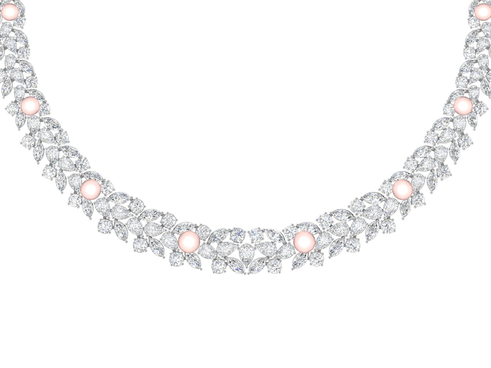 Blush Bloom Diamond & Pearl Necklace – Where Petals Meet Pearls 🌸