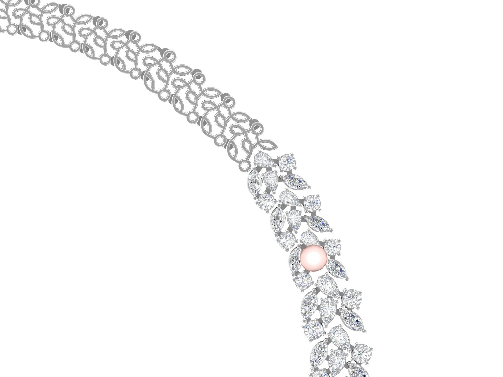 Blush Bloom Diamond & Pearl Necklace – Where Petals Meet Pearls 🌸
