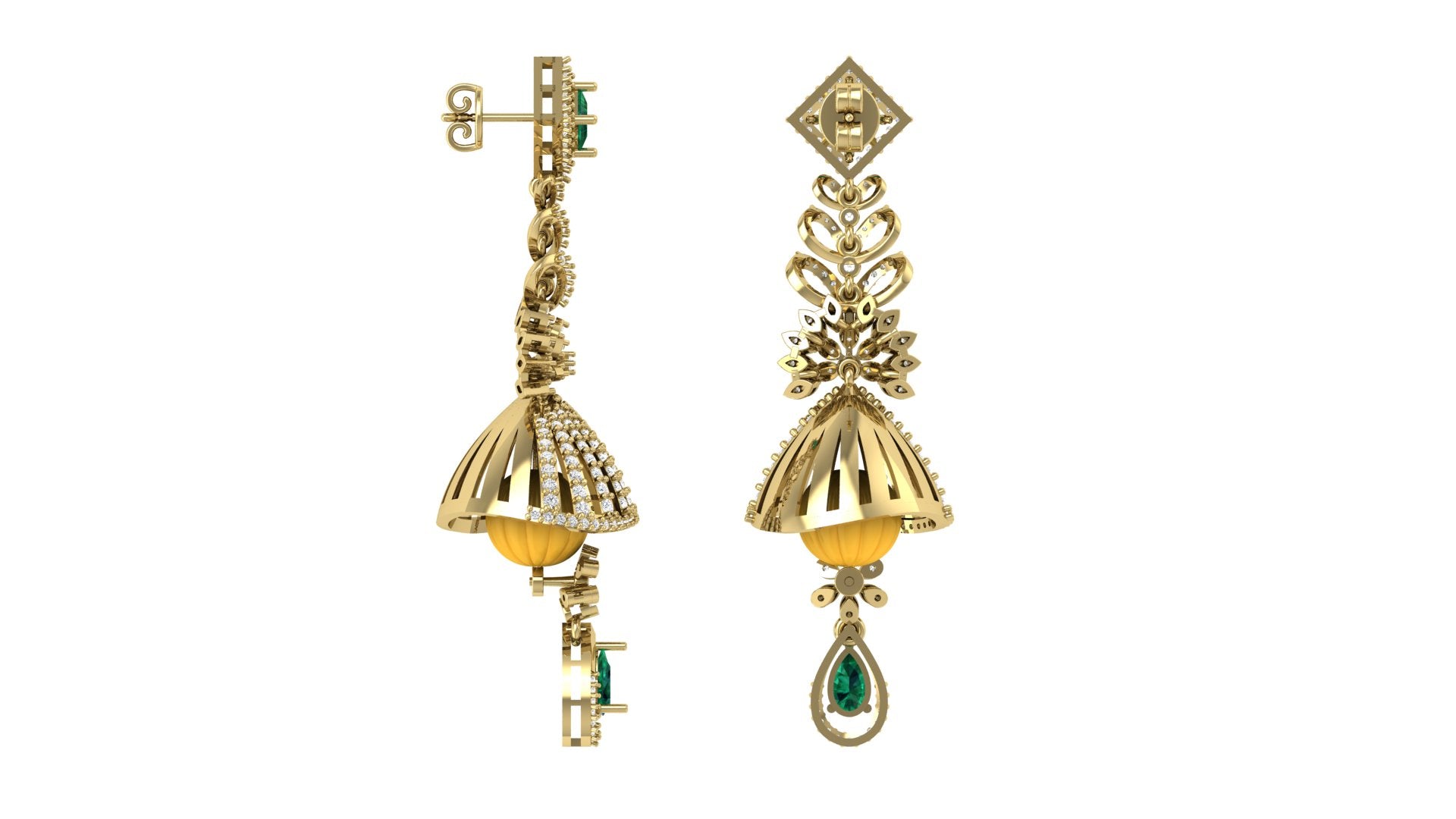 Royal Emerald Jhumka Earrings – A Symphony of Tradition & Elegance