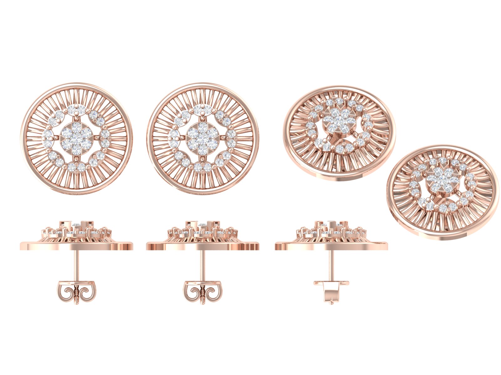 Radiant Rose Halo Stud Earrings – A Timeless Sparkle in Every Glance