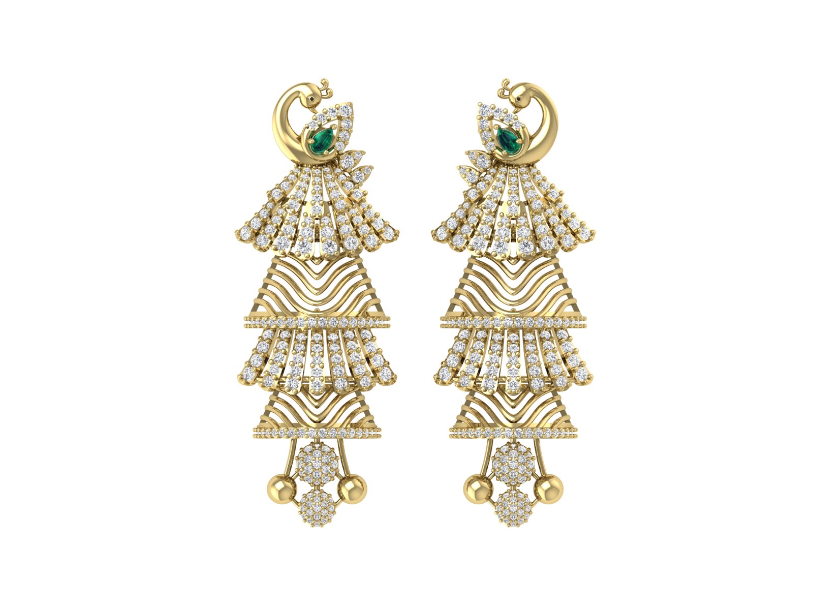 Regal Cascade Jhumka Earrings – A Golden Symphony of Grace & Glamour