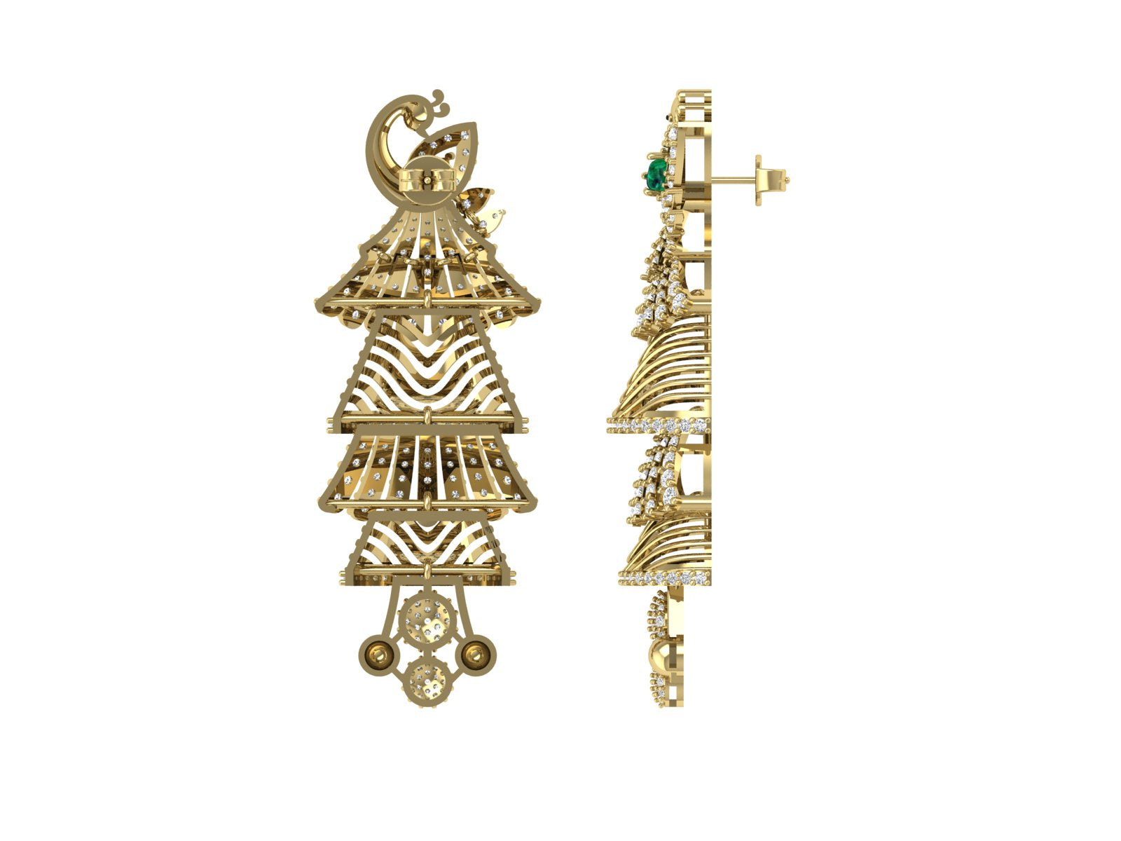 Regal Cascade Jhumka Earrings – A Golden Symphony of Grace & Glamour