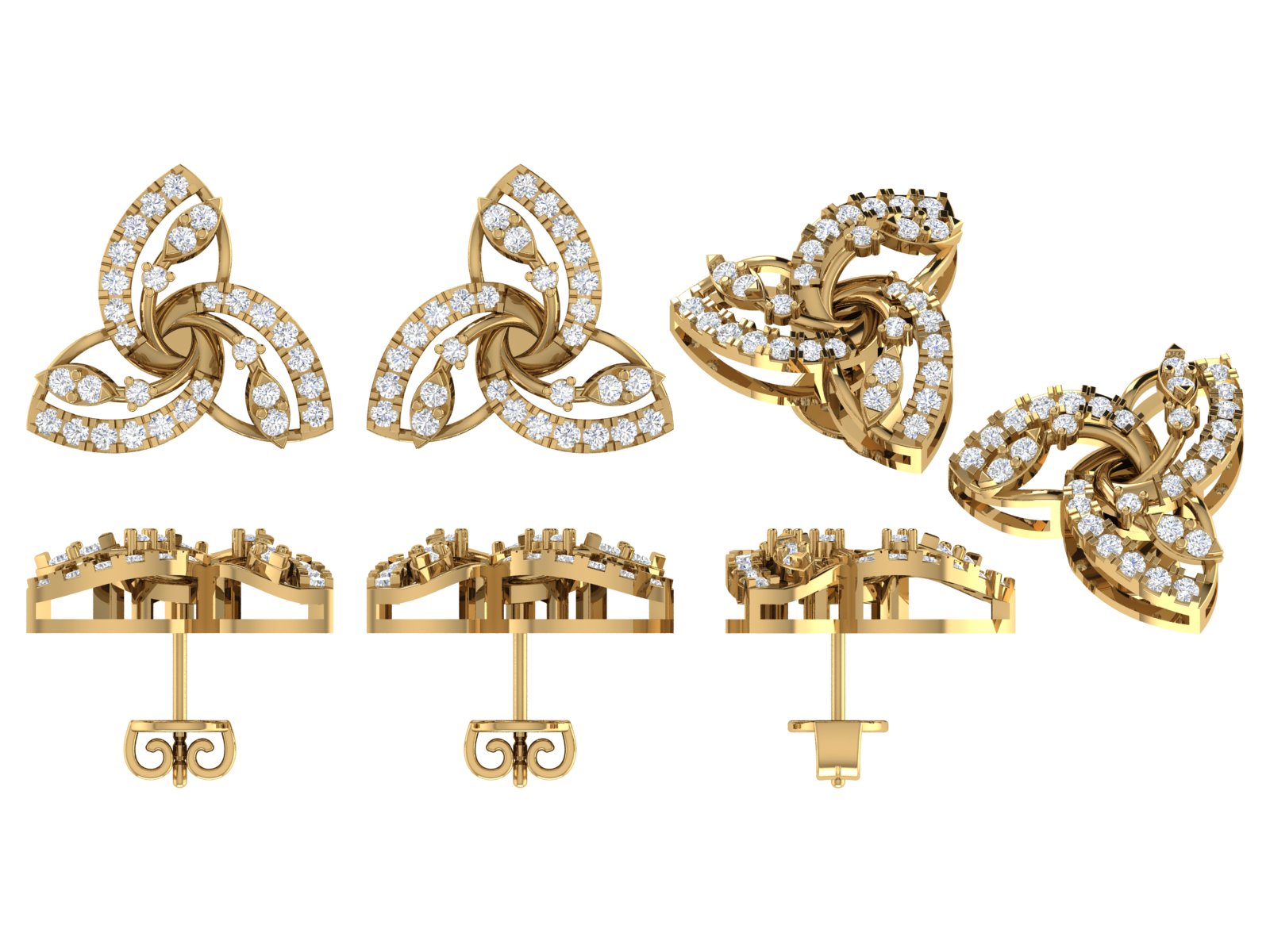 Trillium Twist Diamond Studs – A Graceful Fusion of Balance & Brilliance