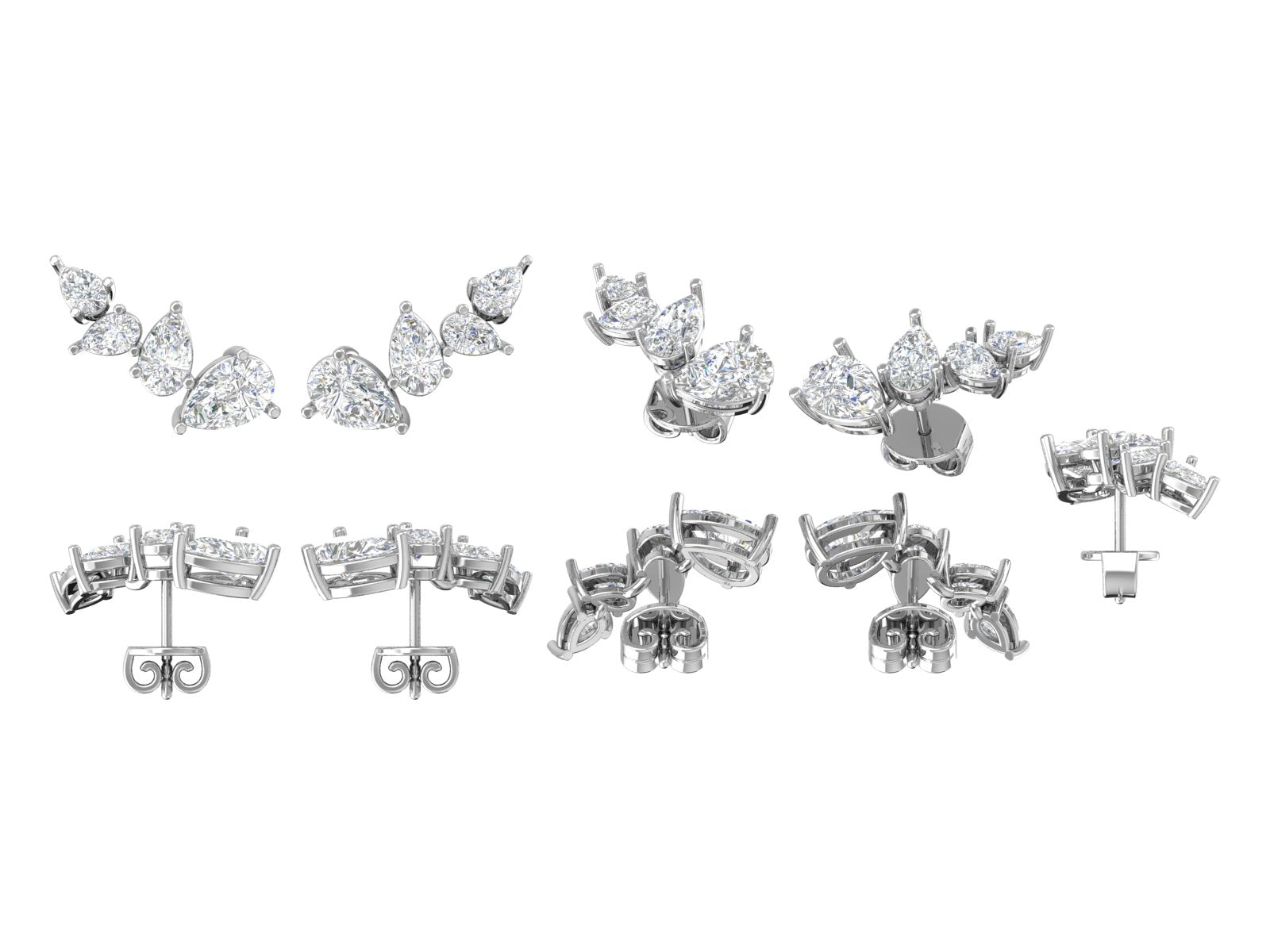IceLeaf Pear Climber Studs – Sleek Elegance in Motion
