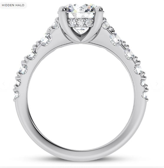 Graduated Side-Stone Diamond Engagement Ring – Round Brilliant Center in White Gold | Elegant Sparkle by DS IMPEX