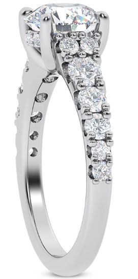 Graduated Side-Stone Diamond Engagement Ring – Round Brilliant Center in White Gold | Elegant Sparkle by DS IMPEX