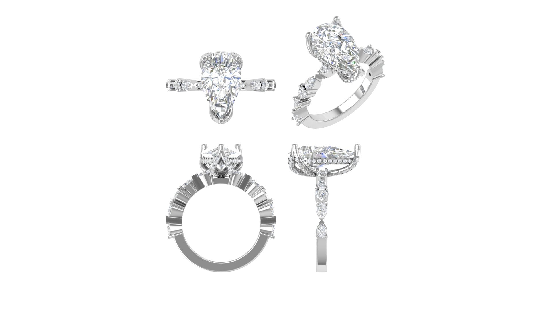 Celestia Spark – Modern Pear-Cut Diamond Ring in 14KT White Gold
