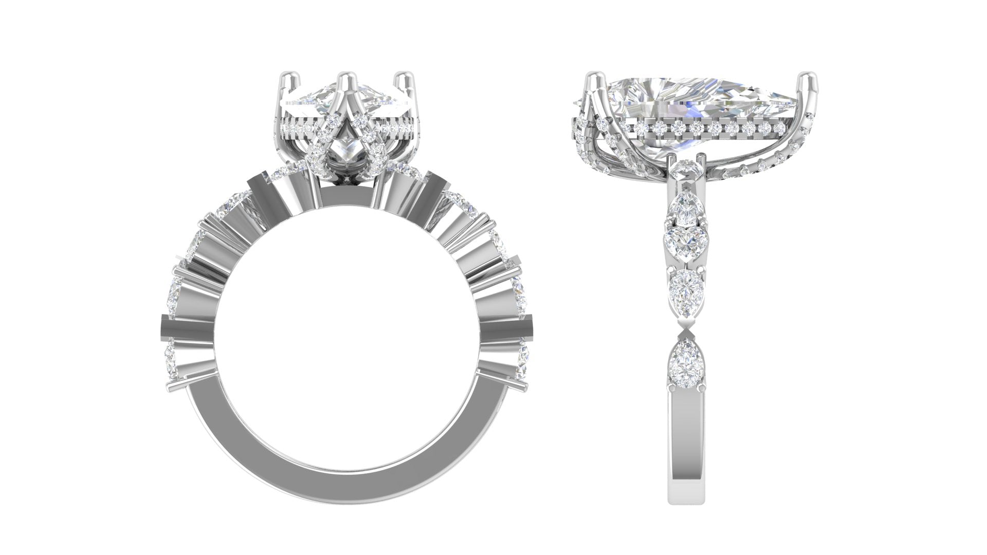 Celestia Spark – Modern Pear-Cut Diamond Ring in 14KT White Gold