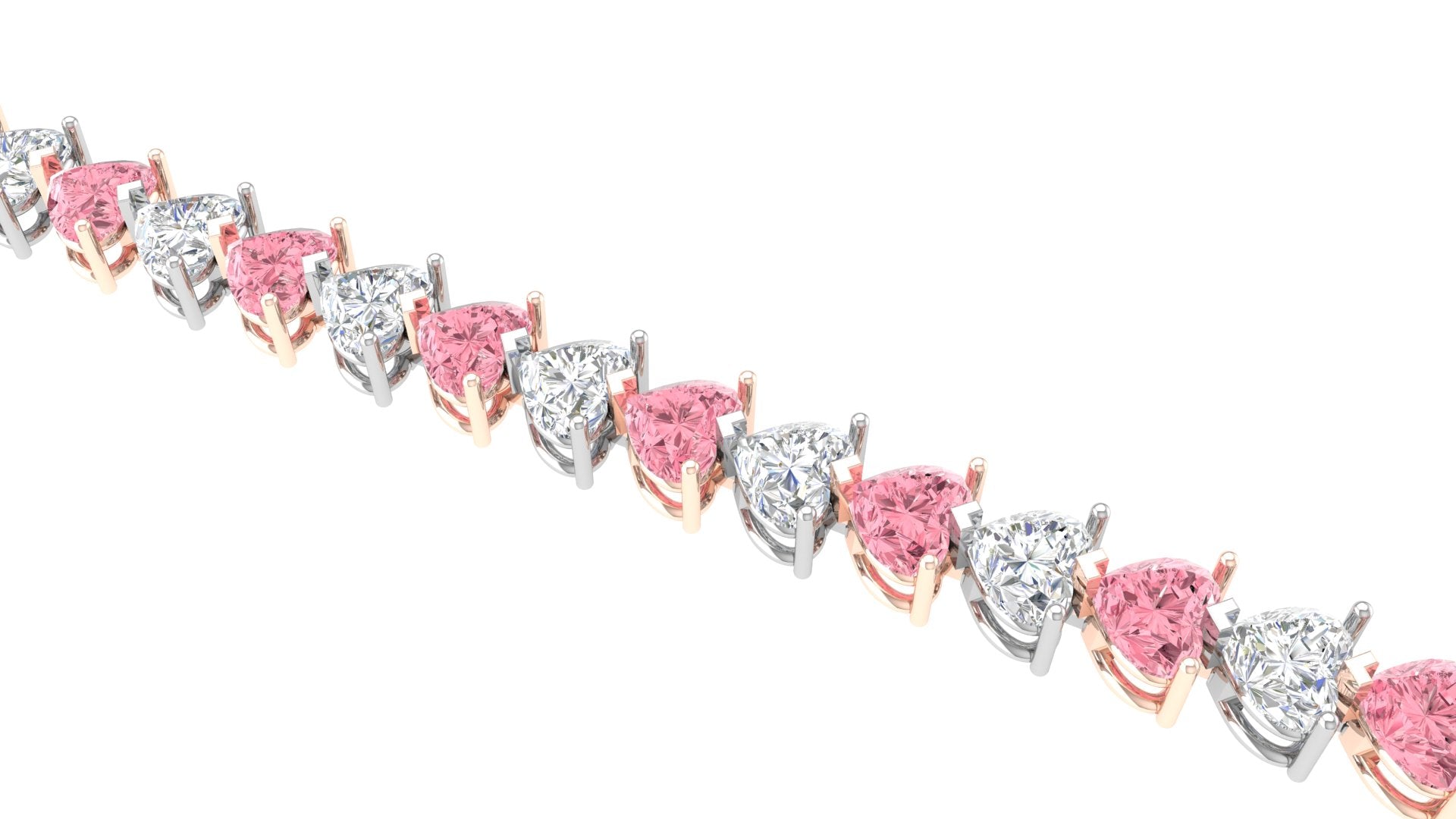 Rosé Radiance Duo-Tone Tennis Bracelet – Pink & White Sparkle in 14KT Elegance