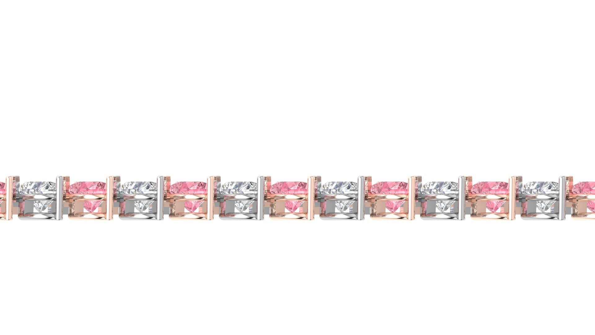 Rosé Radiance Duo-Tone Tennis Bracelet – Pink & White Sparkle in 14KT Elegance