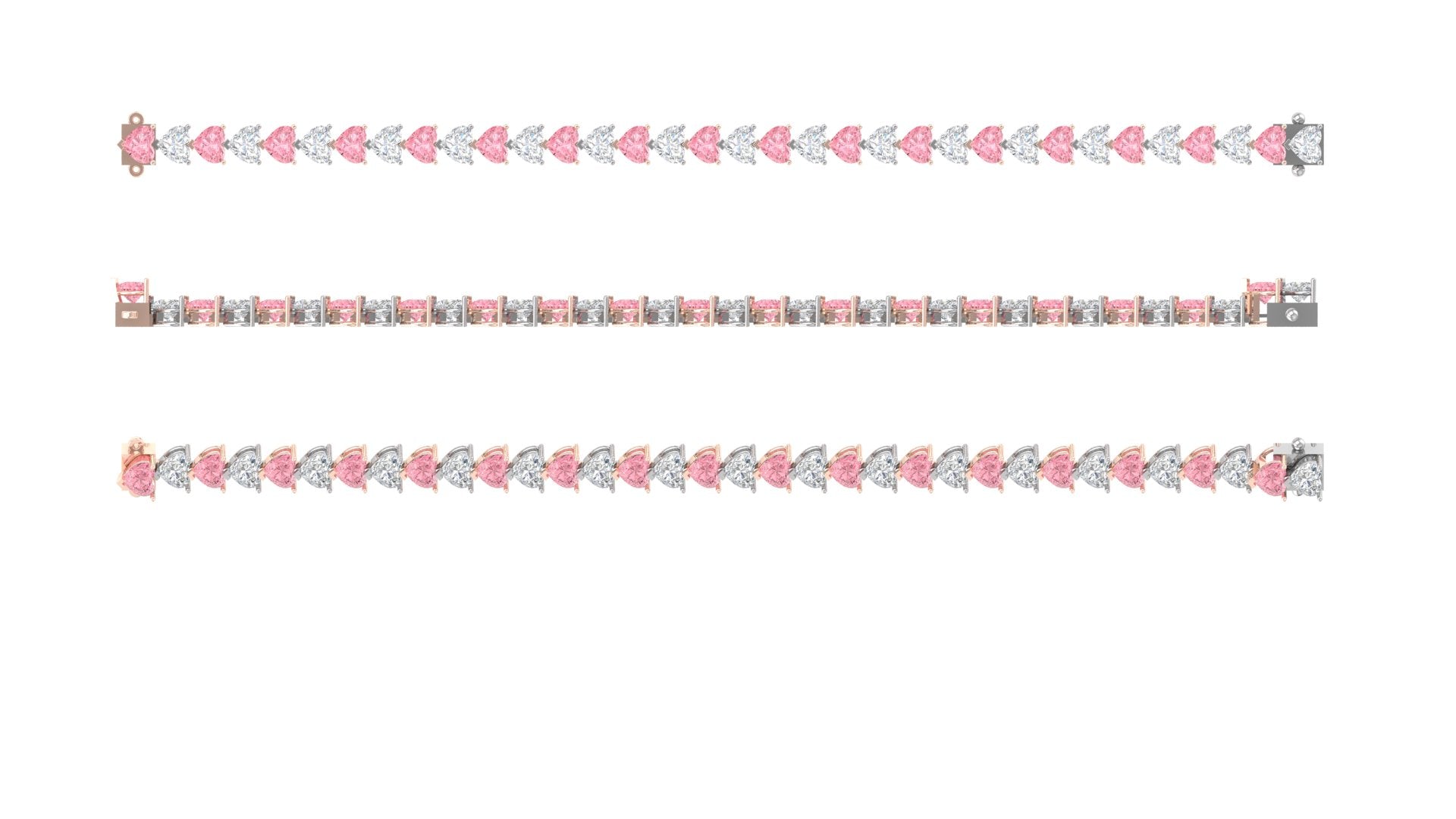Rosé Radiance Duo-Tone Tennis Bracelet – Pink & White Sparkle in 14KT Elegance