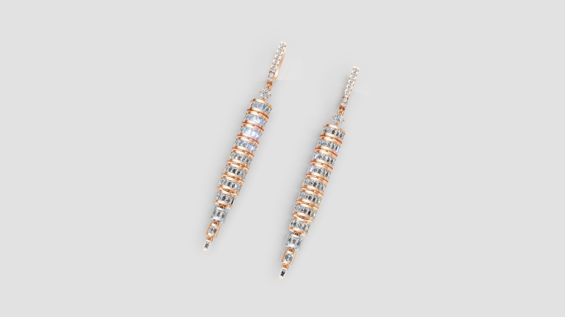 Luxe Multi-Tone Drop Earrings – Geometric Elegance in 14K Gold