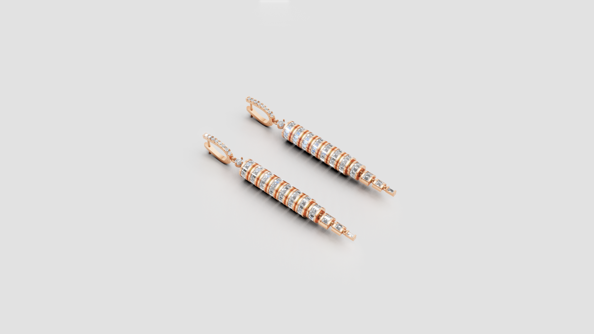 Luxe Multi-Tone Drop Earrings – Geometric Elegance in 14K Gold