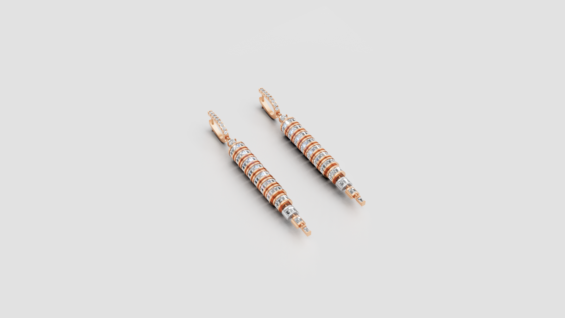 Luxe Multi-Tone Drop Earrings – Geometric Elegance in 14K Gold