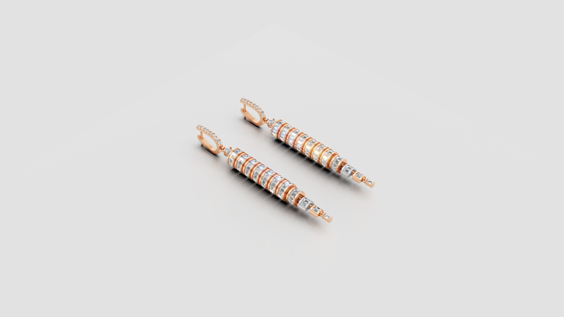 Luxe Multi-Tone Drop Earrings – Geometric Elegance in 14K Gold