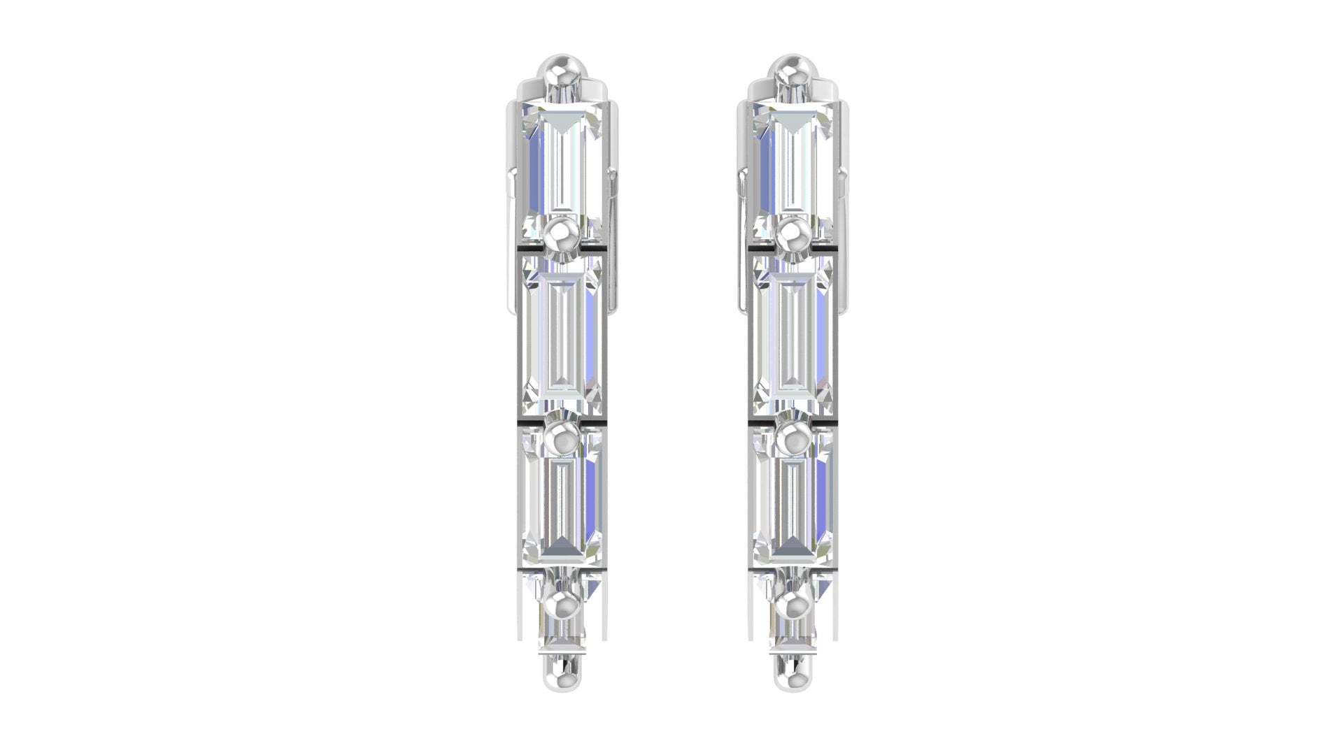 Lumière Baguette Hoops – Sleek Modern Elegance in 14KT White Gold