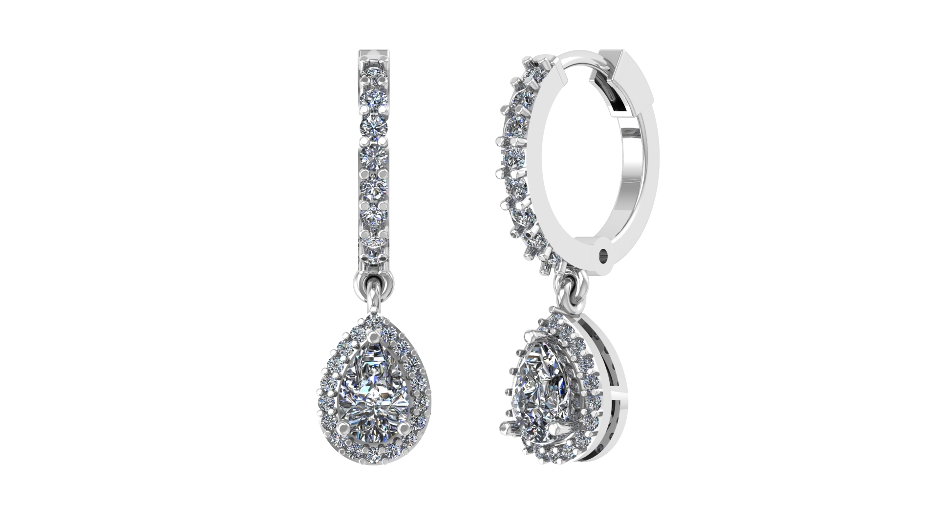 Classic Teardrop Halo Earrings – 14K Gold Dangle Elegance