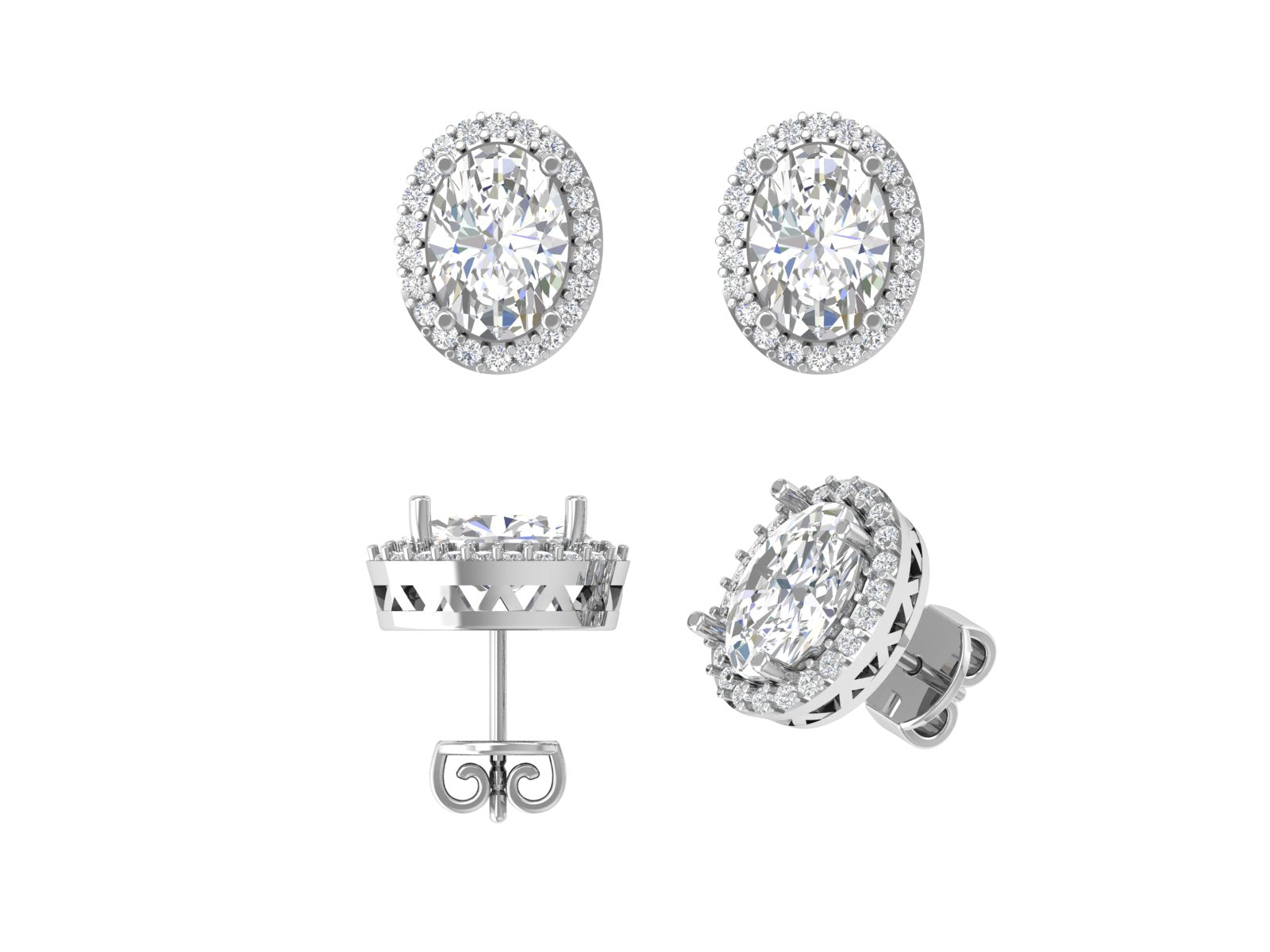 Aurelia Oval Halo Studs – Timeless Elegance in 14KT Yellow Gold