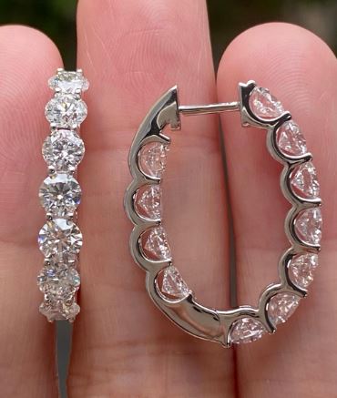Celestia Prong-Set Half Hoops – Radiant 14KT White Gold Elegance