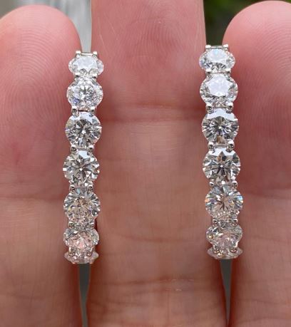 Celestia Prong-Set Half Hoops – Radiant 14KT White Gold Elegance