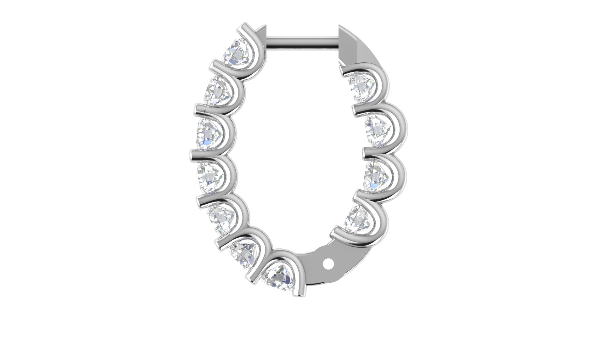 Celestia Prong-Set Half Hoops – Radiant 14KT White Gold Elegance